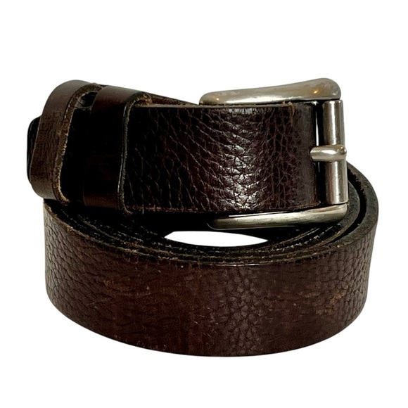 Dockers Full Grain Leather Dark Brown Classic Belt Brass Buckle Made In Italy - Picture 1 of 8